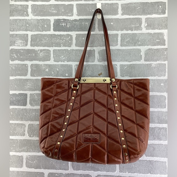 Patricia Nash Cinnamon Benvenuto Tote-Quilted Distressed Leather & Wallet - Picture 1 of 10